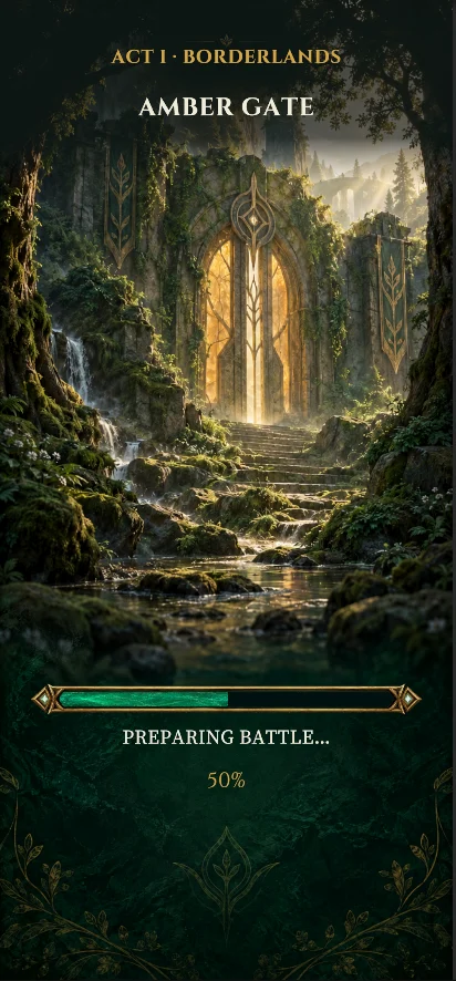 Green TD loading screen for the Amber Gate stage